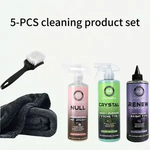 Five-piece car cleaning kit: Plastic repair agent to repair yellowed or whitish plastic parts; Interior cleaner to easily remove stains from the roof, seats, and dashboard; Glass oil film foam cleaner to remove oil film.