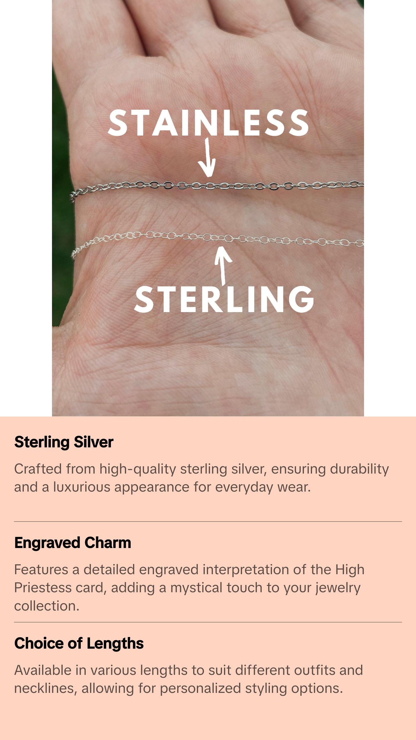 The High Priestess Tarot Card Necklace - Sterling Silver