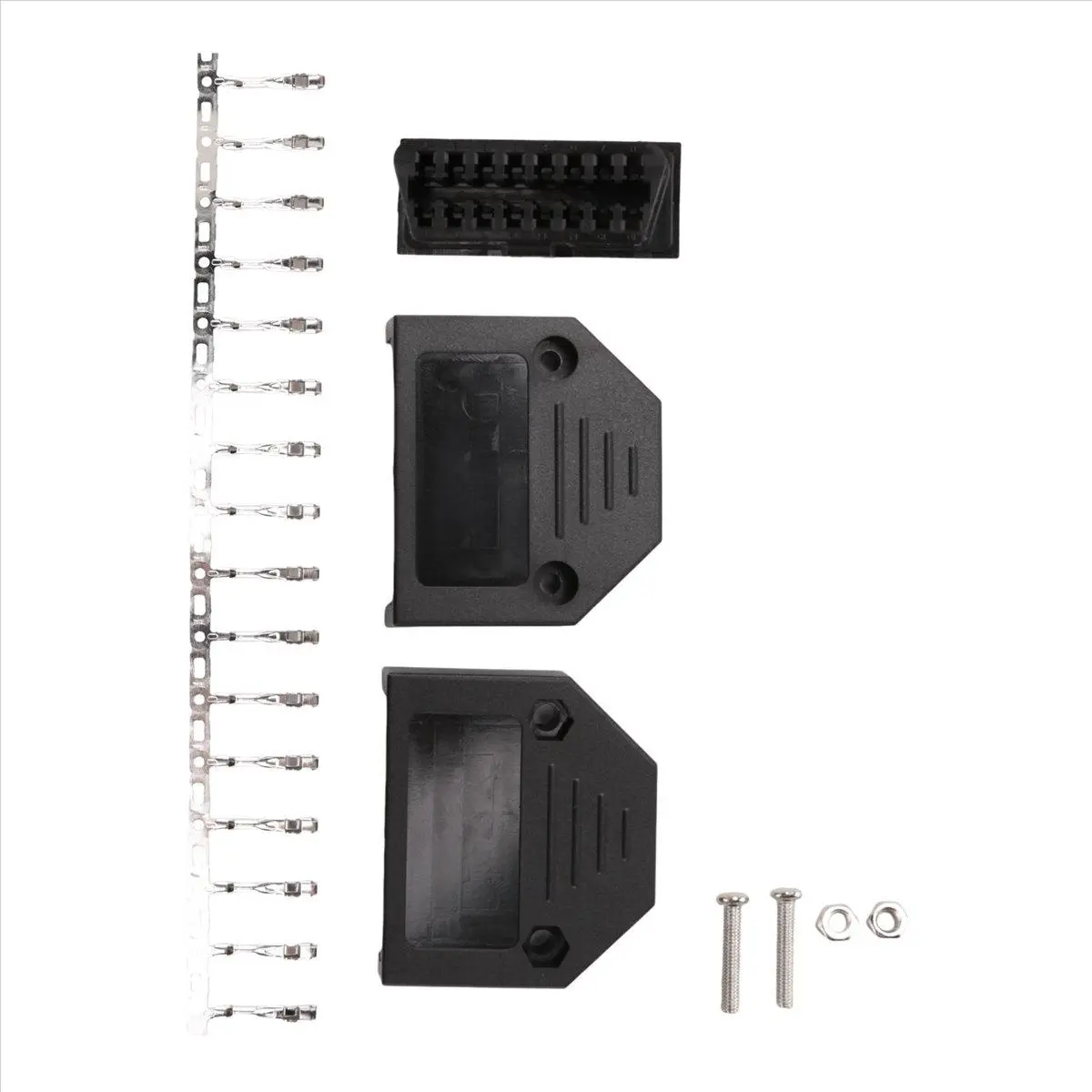 OBD2 OBD II 16 pin connector socket Diagnostic Tool Adapter OBD connector + Enclosures + Terminal + screws