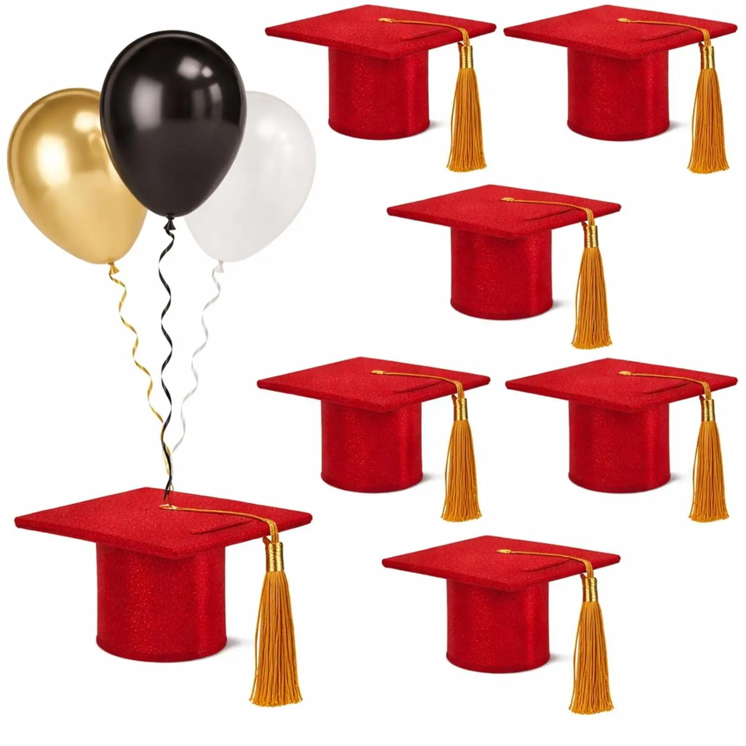 Graduation Balloon Weights Pack Of 6 Resin Grad Cap Balloon Holder Graduation Party Decorations Table Weights Stand Holder Centerpieces For School College Grad Supplies(Fresh,Red)