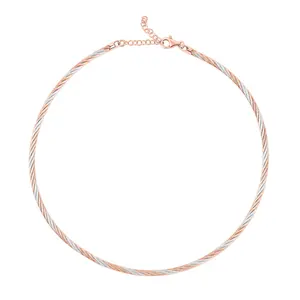 Shop LC Chain Necklace in 14K Rose Gold and Rhodium Over Sterling Silver 19.07 Grams 17 Inches
