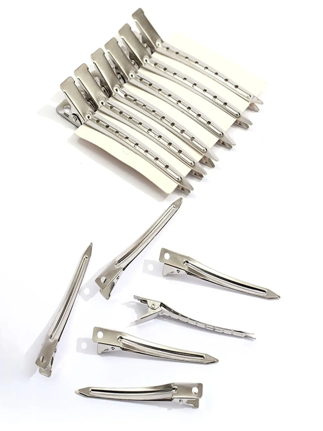 10pcs Hair Styling Clips Set, Large Duckbill Clamp & Wave Sectioning Tool, Casual Plain Design, All Season Use, Beauty Accessories