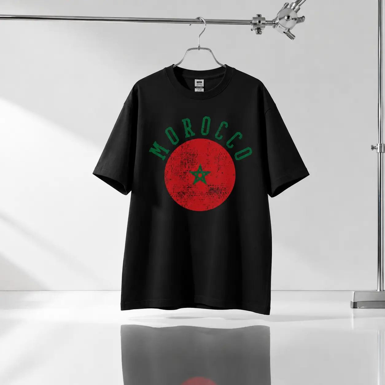 Men’s Cultural Flag Tee – Morocco Minimal Logo Street Fashion T-Shirt loose fit summer casual shirt viral tiktok funny dad life shirt graphic tee Breathable Cotton