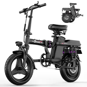 Pikabike F12 500W Smart Folding portable Electric Bike,2 Seats, Long-range - 48V 15Ah,Removable Battery, 14" Shock-Absorption Tires, 20MPH & 24-32 Miles Range, 3 Speed Modes -Ultra Lightweight, for Adults city&subarb commuting