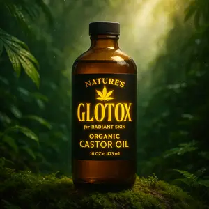 Glotox Organic Golden Castor Oil - 8 oz Cold Pressed 100% Pure Hexane-Free Oil for Hair Growth Eyelash & Eyebrow Serum Anti-Wrinkle Skin Tightening Sustainable Kosher Vegan USDA Certified Haircare Daily Nourishing