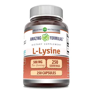 Amazing Formulas L-Lysine 500mg 250 Capsules Amino Acid Supplement | Non-GMO | Gluten Free | Made in USA