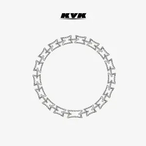 KVK Supernova Series VEGA Cosmic Wave Minimalist Chain Necklace - Platinum Color, Chain & Link Design, Daily Wear Fashion Accessory