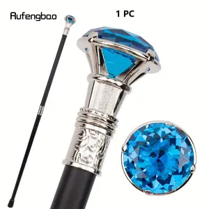 Blue Diamond Type Stick Fashion Decorative Walking Cane Gentleman Elegant Cosplay Cane Knob Crosier 90cm