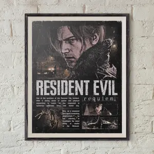 Premium Requiem Leon Fanart Print, Resident Evil 9 Exclusive Wall Art, Unframed Print Only, Sophisticated Survival Horror Decor, Gamer Poster