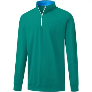 DEOLAX Mens Quarter Zip Pullover Solid 1/4 Zip Pullover Mens Athletic Long Sleeve Sweatshirt Mock Neck Golf Shirts for Men