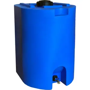 WaterPrepared Stackable Plastic Drinking Water Storage Tank with Spigots, 55 Gallon, Blue - Portable Emergency Hydration Container for Survival or Disaster Preparedness