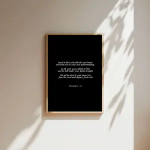 Proverbs 3:5-6 Bible Verse Wall Art, Christian Home Decor, Print Christian Decor