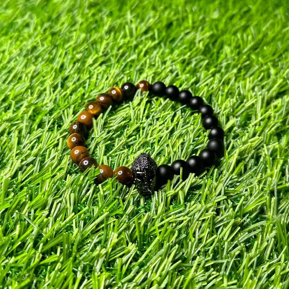 Spartan Tiger Bead Bracelet - Handmade Glossy Finish 8mm - Perfect Gift for Men