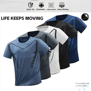 LIFE KEEPS MOVING Men’s Quick-Dry Short-Sleeve T-Shirt, Pack of 3/5/1, Comfortable Athletic Wear, Loose Fit for Sports, Breathable Quick-Dry Fabric, Suitable for Various Activities, Ideal for All Seasons