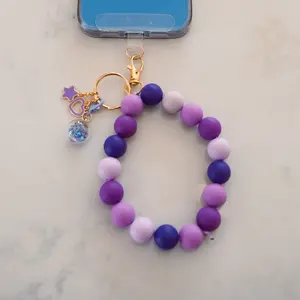 Phone Wristlet with customizable charms! Silicone bead phone bracelet to secure any phone!