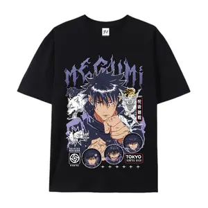Jujutsu Kaisen Megumi Fushiguro Divine Dogs Summoner Cotton Oversized Unisex T Shirt Dark Purple Anime Graphic Tee Perfect for Daily Wear and Anime Meetups