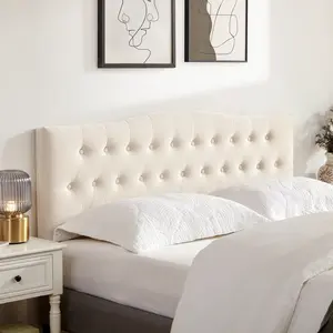 Tufted Upholstered Headboard Twin/Full/Queen/King Size, Sturdy and Durable Solid Wood Bed headboard, Fabric Headboard Adjustable Height from 37” to 51”, Modern Button Diamond Design Head Board