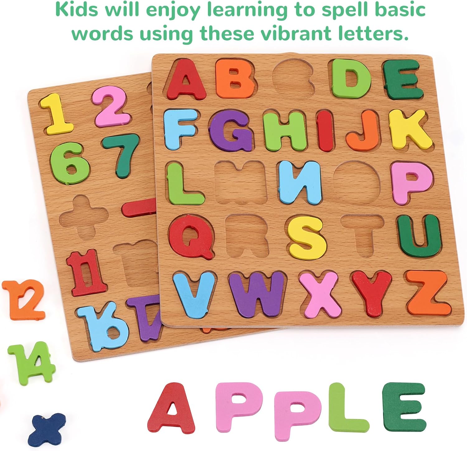 3-Pack Wooden Alphabet Puzzle Set, Unisex Preschool Montessori Educational Toys for 3-5 Years Kids with ABC Letter, Number & Shape Learning, Kids Learning Materials for Boys & Girls