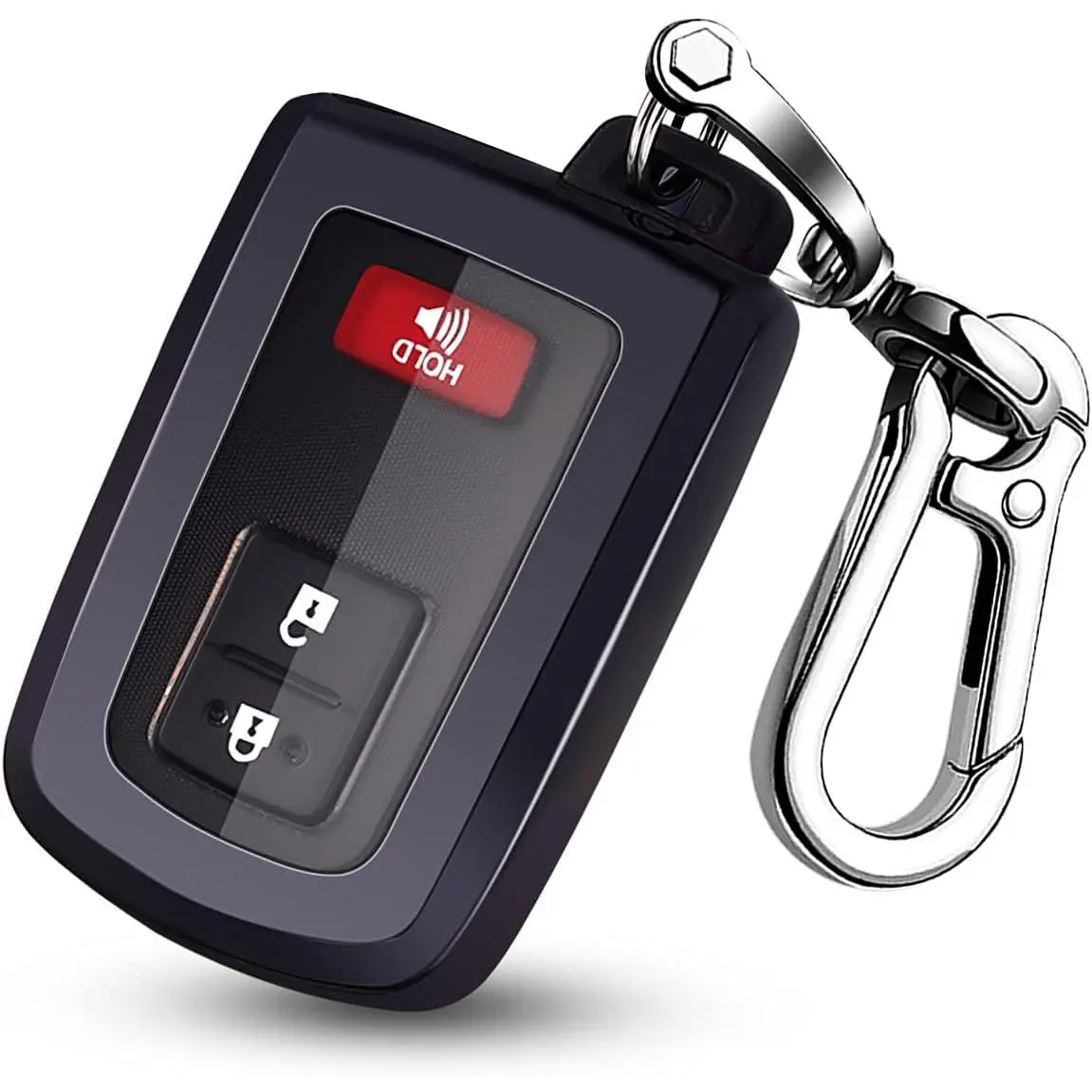 for Toyota Key Fob Cover with Keychain,TPU Key Case Protector Compatible with Toyota 2019-2021 Tacoma 4Runner Sequoia Highlander Avalon Camry Corolla RAV8 Land Cruise Smart Key(Purple Black), Car Key Holder