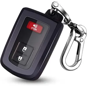 for Toyota Key Fob Cover with Keychain,TPU Key Case Protector Compatible with Toyota 2019-2021 Tacoma 4Runner Sequoia Highlander Avalon Camry Corolla RAV8 Land Cruise Smart Key(Purple Black)