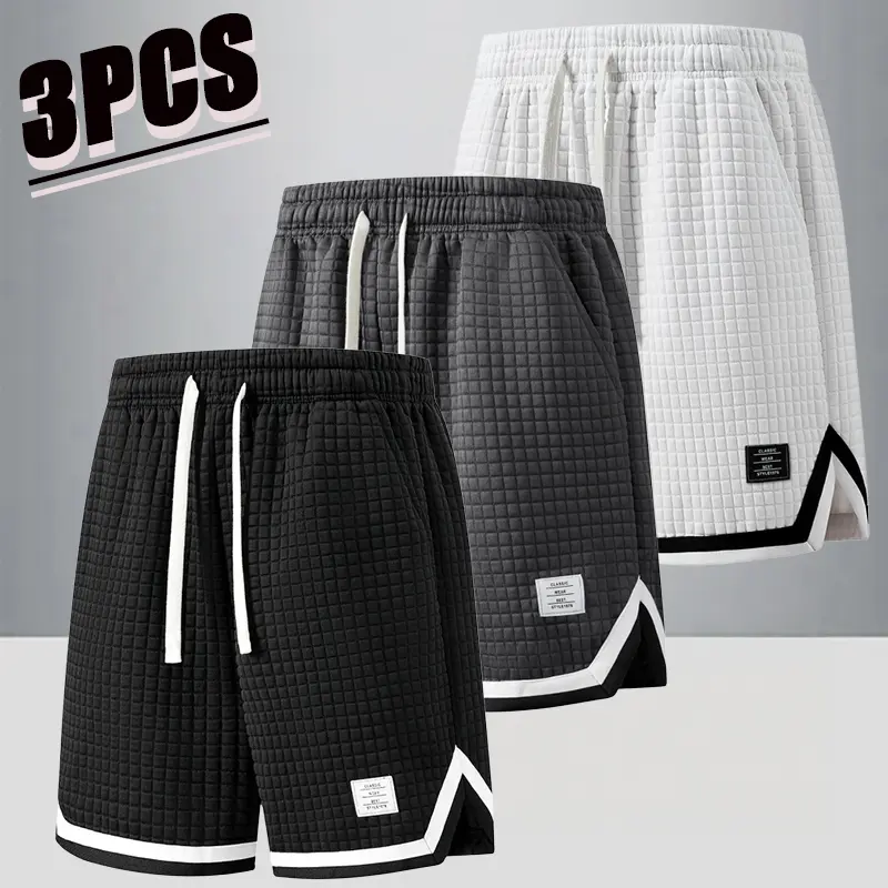 Men’s summer essential waffle-knit casual shorts, 2-pack — everyday commuting and relaxed style. Soft, skin-friendly, breathable waffle fabric keeps you cool and prevents sweat from feeling stuffy. Drawstring waistband for a loose, non-restrictive fit. Co