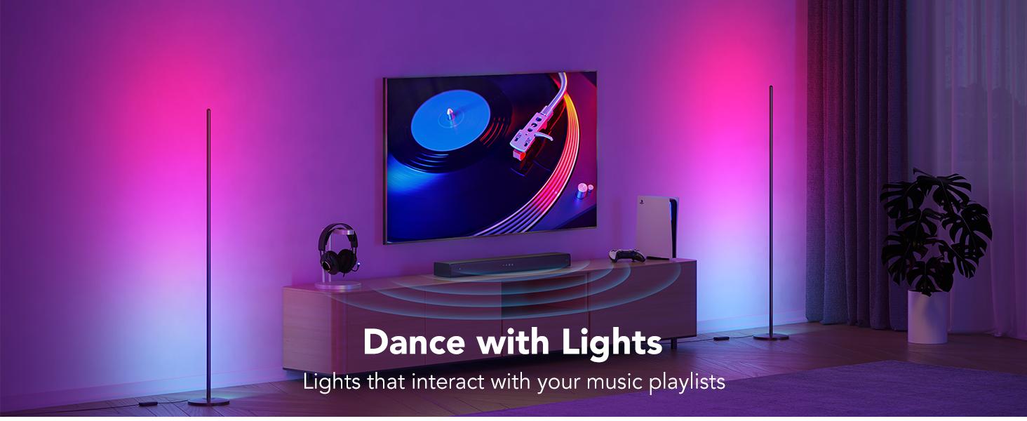 Rroetxi RGBIC Corner Floor Lamp – Minimalist Style with App & Remote Control, Stepless Dimming, Timer & Music Sync Modes, Perfect for Living Rooms, Bedrooms, Game Rooms & Party Decor