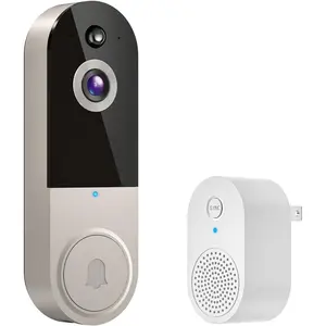 🥇 1080p Wireless Video Doorbell Camera, AI Human Detection, 2-Way Talk, Live View, Night Vision, Cloud Storage, 2.4G WiFi Only, Battery, Indoor Outdoor Surveillance (Linen)