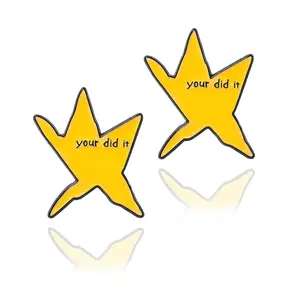 Unisex Double Pack Star-Shaped Enamel Brooch, Creative Design Fashion Accessory, Suitable for Backpacks & Jeans Decoration