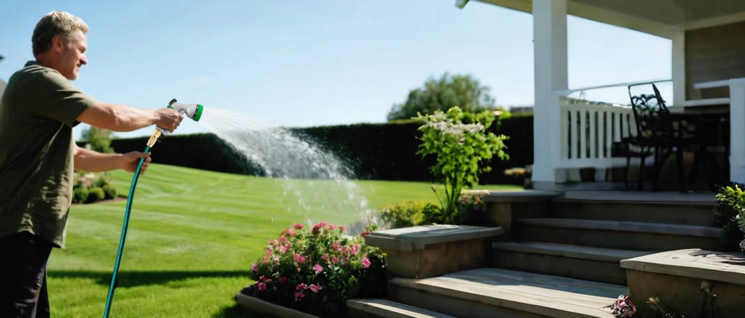 RESTMO Garden Hose Nozzle, Garden Tools , Heavy Duty Metal Water Hose Nozzle with 7 Adjustable Spray Patterns, High Pressure Hand Sprayer with Flow Control for Watering Plants & Lawns, Washing Cars & Pets, Valentines gift