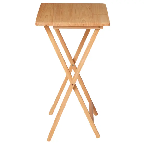 Folding TV Tray Table, Rubberwood, Natural Finish, Portable Snack Table, Folding Side Table for Living Room, Bedroom and Home Use