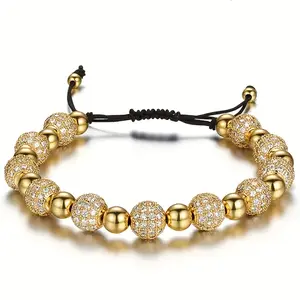 AIDUOMIRZER Adjustable Woven Bracelet with Golden-Tone Beads Black Cord Nisex Luxury Jewelry Gift for Men And Women, Perfect for Casual Attire Or Special Occasions italian charm bracelet bangles bracelets