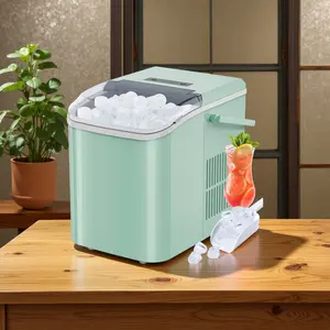 Countertop Ice Maker Machine with Handle, 26lbs in 24Hrs, 9 Ice Cubes Ready in 6 Mins, Auto-Cleaning Portable Ice Maker with Basket and Scoop, for Home/Kitchen/Camping/RV. (Black) Countertop Ice Maker, Portable Ice Machine Self-Cleaning with Ice Scoop, Ba