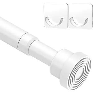 Tension Curtain Rod 33 to 58 Inch Adjustable White Curtain Rod No Drilling Non-Slip Expandable Spring Loaded Curtain Tension Rods for Window, Doorway, Closet, Door, Wardrobe