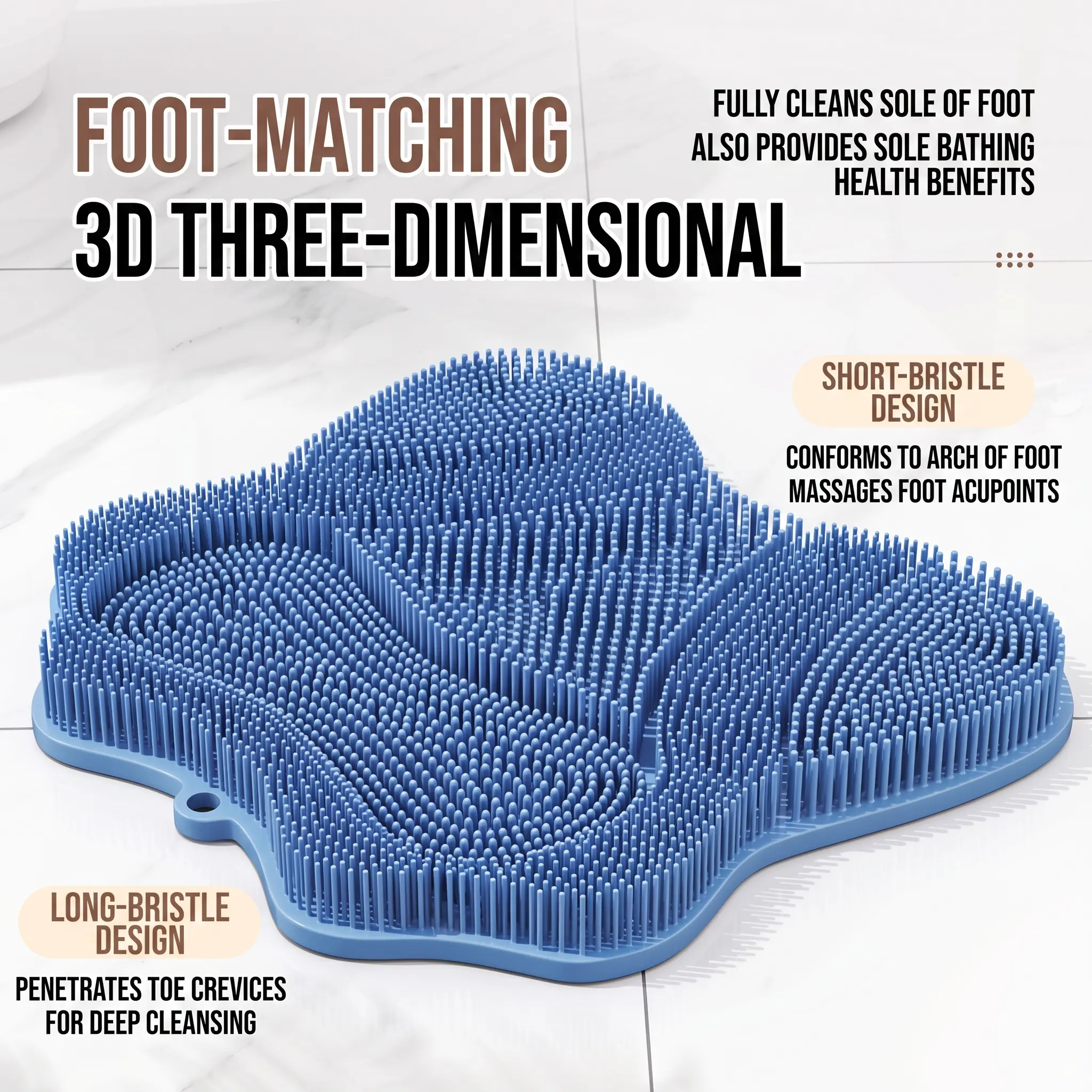 Non-Slip Exfoliating Scrubber Mat for Shower, Deep Cleansing and Massaging Pad for Back and Body, Multi-Functional Bathroom Beauty Product, Beauty Products, Bath Brush, Long Reach End, Exfoliator Brush Manual Massage Tools, Shower Scrubber