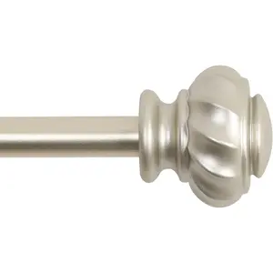 Window Curtain Rods for Windows 30 to 48 Inches Splicing Adjustable 3/4 Inch Diameter Single Window Curtain Rod Set with Decorative Ribbed Knob Finials, Nickel