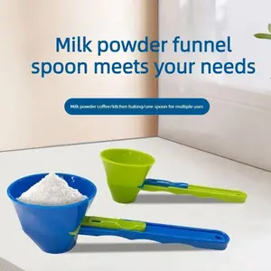 2pcs Leak-proof multi-functional measuring spoon funnel with anti-leak spout, creative protein powder sliding scoop for coffee and milk powder