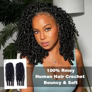 [New In] Mylockme Hair Burmese Curly Crochet Feather Human Hair For Miracle Knots Boho Braids Kinky Curly Hair Pre-Separated 50g/Pack 4 to 5 Bundles Recommended for a Full Head