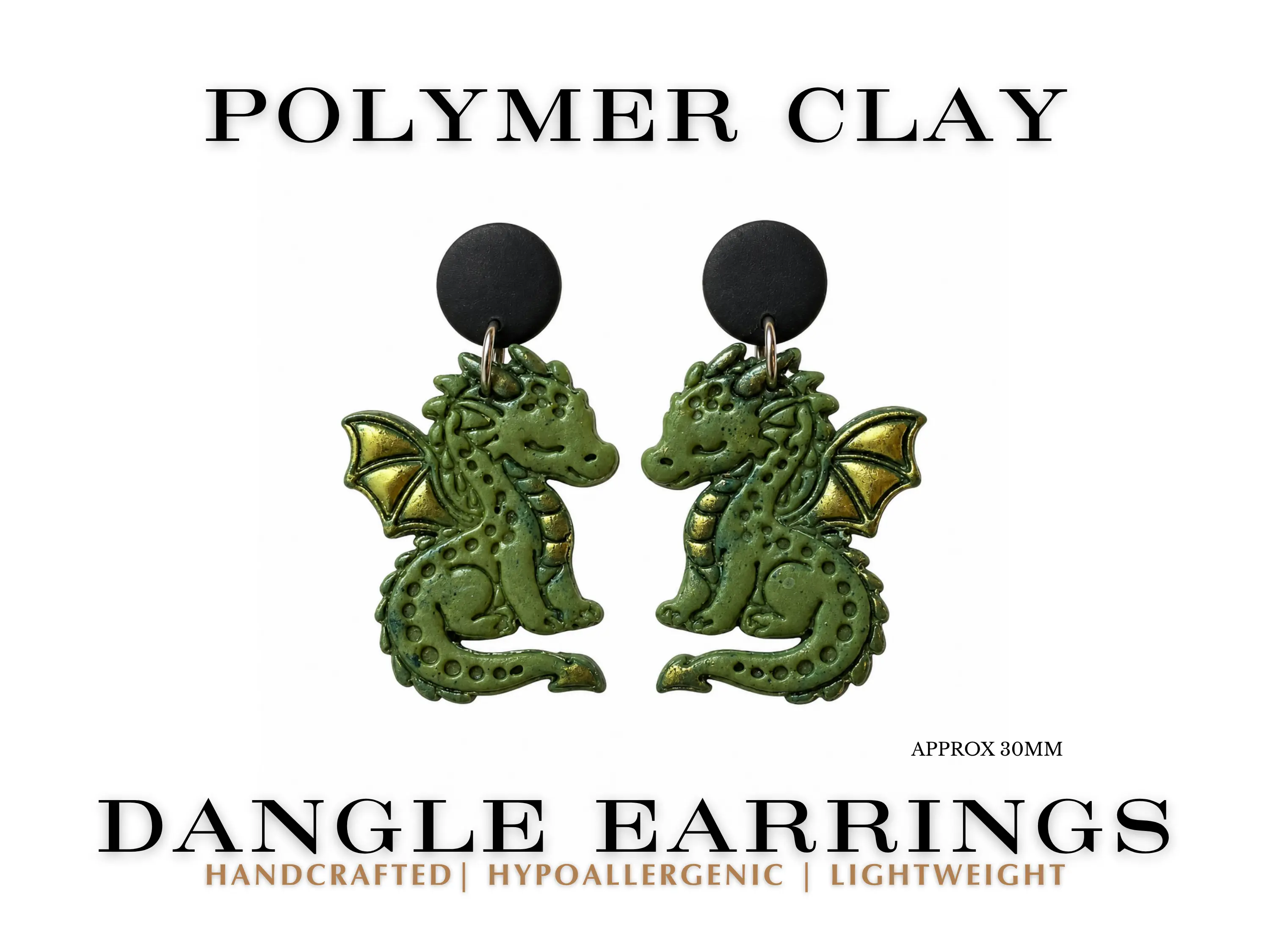 Cute Dragon Earrings | Fantasy Dragon Dangles | Dragon Lover Gift | Mythical Creature Earrings | Green Dragon Jewelry | Nerdy Gift