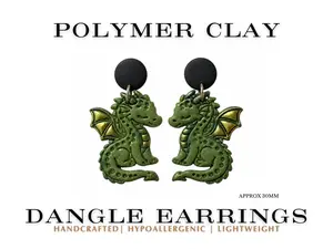 Cute Dragon Earrings | Fantasy Dragon Dangles | Dragon Lover Gift | Mythical Creature Earrings | Green Dragon Jewelry | Nerdy Gift