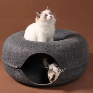 WhiskerWonder  2 in 1 Donut Cat Tunnel Bed