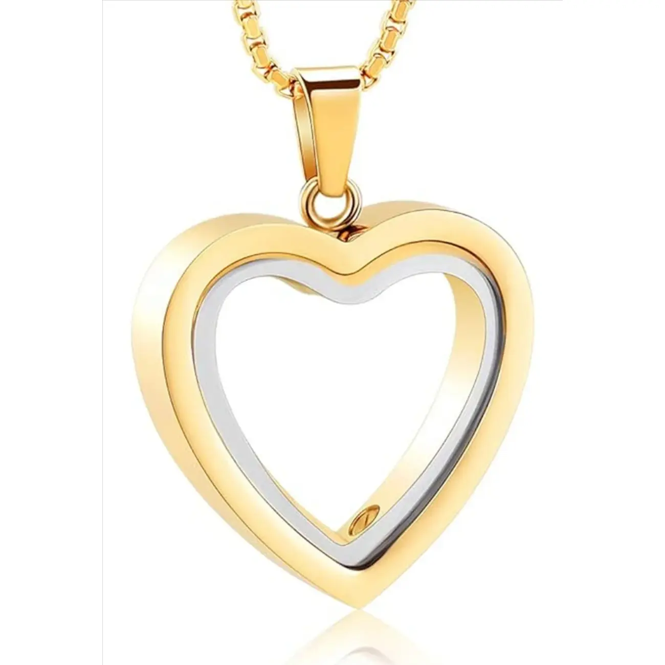 Stainless Steel Heart-Shaped Cremation Pendant, 100x10x20mm Heartfelt Remembrance Jewelry for Memorial Keepsakes