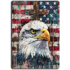 Vintage Tin Signs, Metal American Eagle & Patriotic Wall Decor - Memorial Day Veterans Decor, Patriotic Vintage Art For Home Bar, Man Cave, Coffee Shop, Cinema, Garage Sign Funny Kitchen