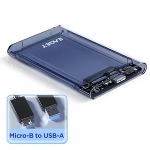EAGET 2.5" External Hard Drive Enclosure USB 3.0 5Gbps SATA SSD Case UASP TRIM with Micro-B to USB-A Cable
