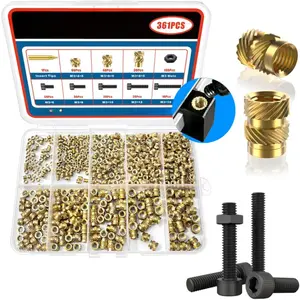 361Pcs M3 Threaded Inserts with Heat Set Insert Tips & Hex Socket Head Cap Bolt Set, Brass Heat Set Insert for Plastic and 3D Printing Components