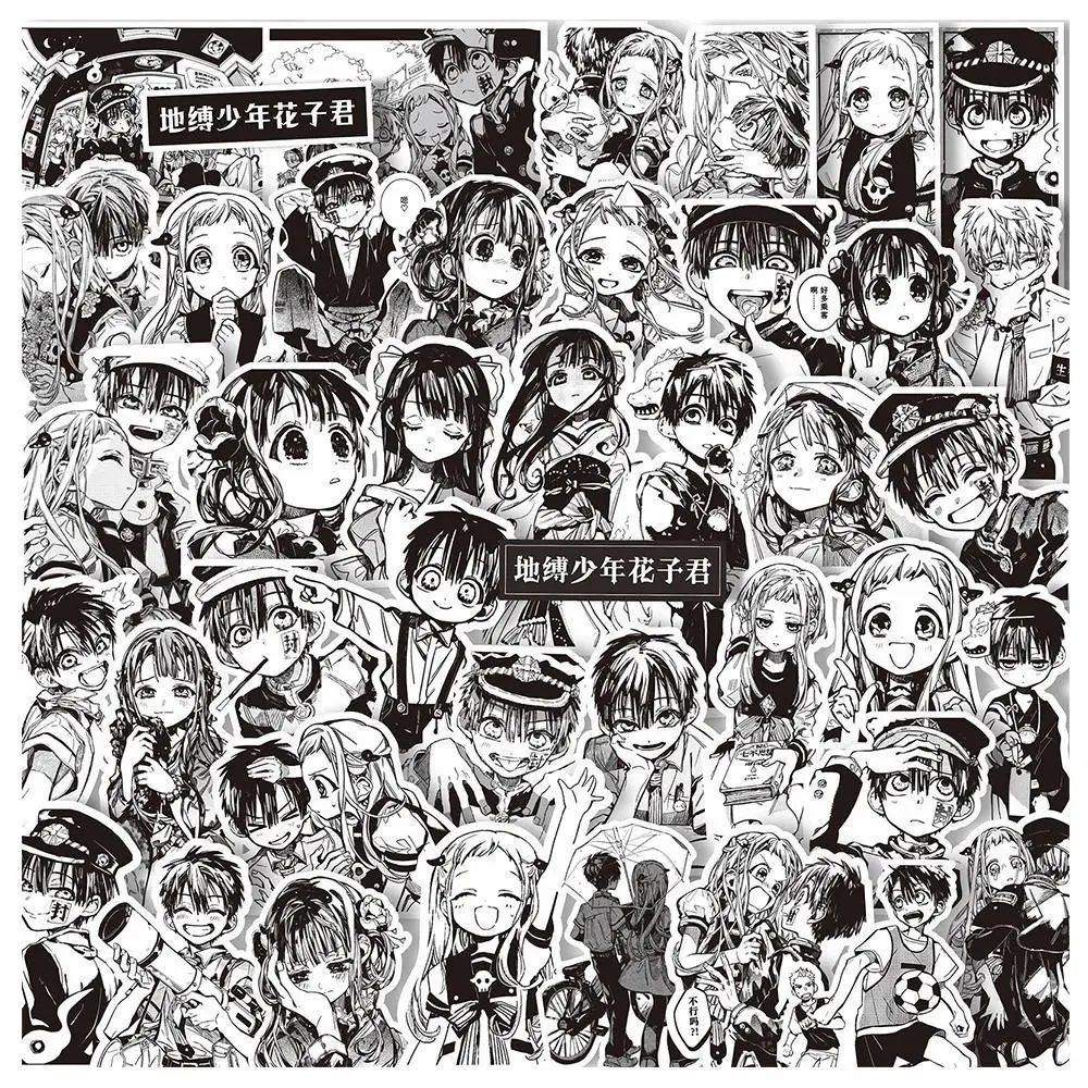 Anime Toilet-bound Hanako-kun Stickers - 10/30/67pcs Cool Black and White Graffiti Decals, DIY Decor for Phones Luggages, Kids' Novelty Toy with Car Accessories Cover