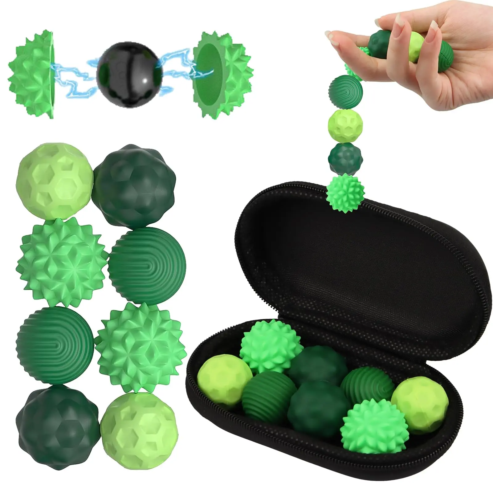 BELLACHARMS Pack of 8 Magnetic Fidget Toys, Anti-Stress Sensory Toy, Magnetic Balls, Stress Ball, Silicone Stress Relief Adult Children, Autism Toy for Home and Office