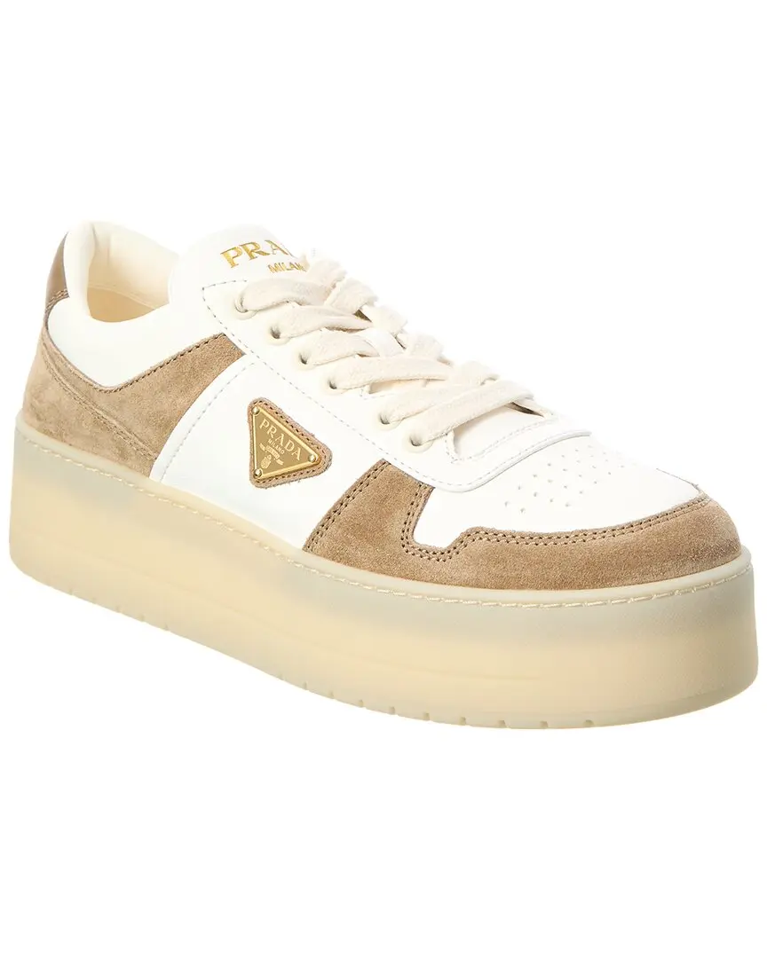 Prada Downtown Suede & Leather Platform Sneaker
