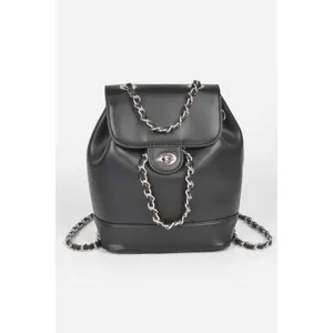 Faux Leather Flap Backpack