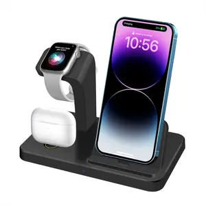3 In 1 Charging Stand USB Charging Station compatible with IPhone 14 13 12 11 Pro Max X Xs Xr 8 7 6 5 compatible with Airpods Phone Charger Wireless Charger compatible with Apple Watch Series 10 9 8 SE 7 6 5 4 3 2
