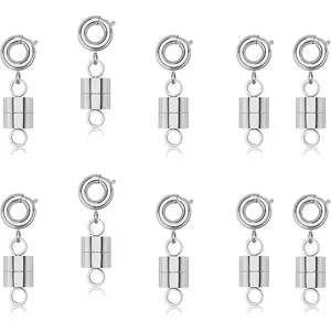 Pack of 10 Locking Magnetic Necklace Clasps and Closures Gold and Silver Plated Bracelet Converter Clasp,Bracelet Connectors Suitable for Necklaces Chain Extender and Jewelry Making